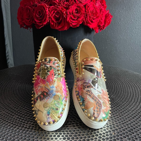 Christian louboutin loafer with gold studs